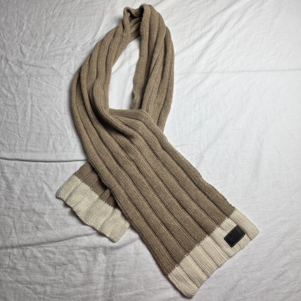 coach knitted scarf brown knitted lambswool cashmere